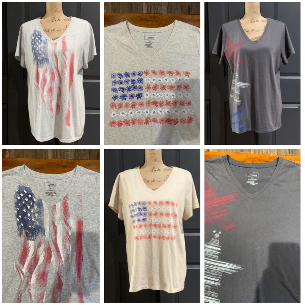 3 Xl Sonoma V-Neck Short Sleeve Tee Tops!
